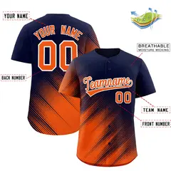 Navy Orange Diagonal Stripe Gradient Fashion Baseball Jersey 2