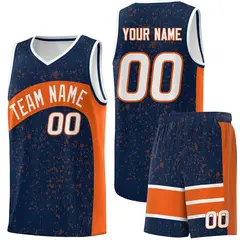 Navy Orange Dot Graffiti Irregular Pattern Basketball Jersey 1
