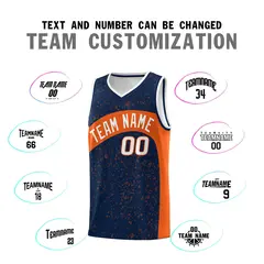 Navy Orange Dot Graffiti Irregular Pattern Basketball Jersey 4