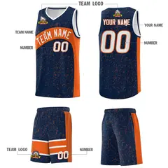 Navy Orange Dot Graffiti Irregular Pattern Basketball Jersey 5