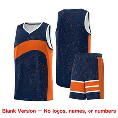 Navy Orange Dot Graffiti Irregular Pattern Basketball Jersey 7