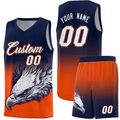 Navy Orange Eagle Graffiti Pattern Basketball Jersey 1