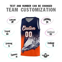 Navy Orange Eagle Graffiti Pattern Basketball Jersey 2
