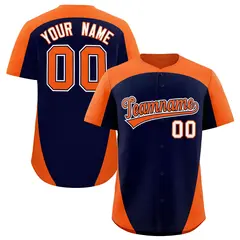 Navy Orange Edge Color Block Authentic Baseball Jersey 1