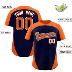 Navy Orange Edge Color Block Authentic Baseball Jersey 2
