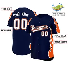 Navy Orange Flame Outline Side Pattern Basketball Jersey 2