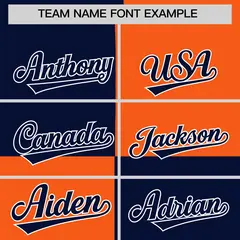 Navy Orange Four Squares Color Block Varsity Letterman Jacket Hoodie 5