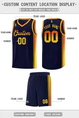 Navy Orange-Gold Gradient Fashion Sports Basketball Jersey 2