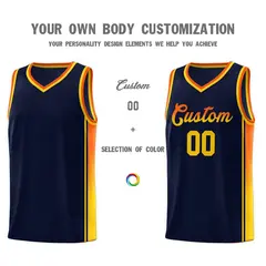 Navy Orange-Gold Gradient Fashion Sports Basketball Jersey 3