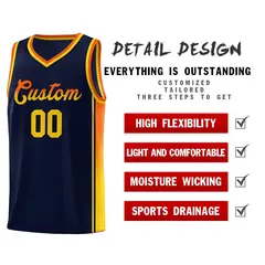 Navy Orange-Gold Gradient Fashion Sports Basketball Jersey 5