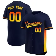 Navy Orange-Gold Gradient Side Baseball Jersey 1