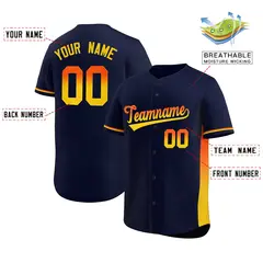 Navy Orange-Gold Gradient Side Baseball Jersey 2