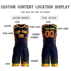 Navy Orange-Gold Graffiti Points Element Basketball Jersey 3