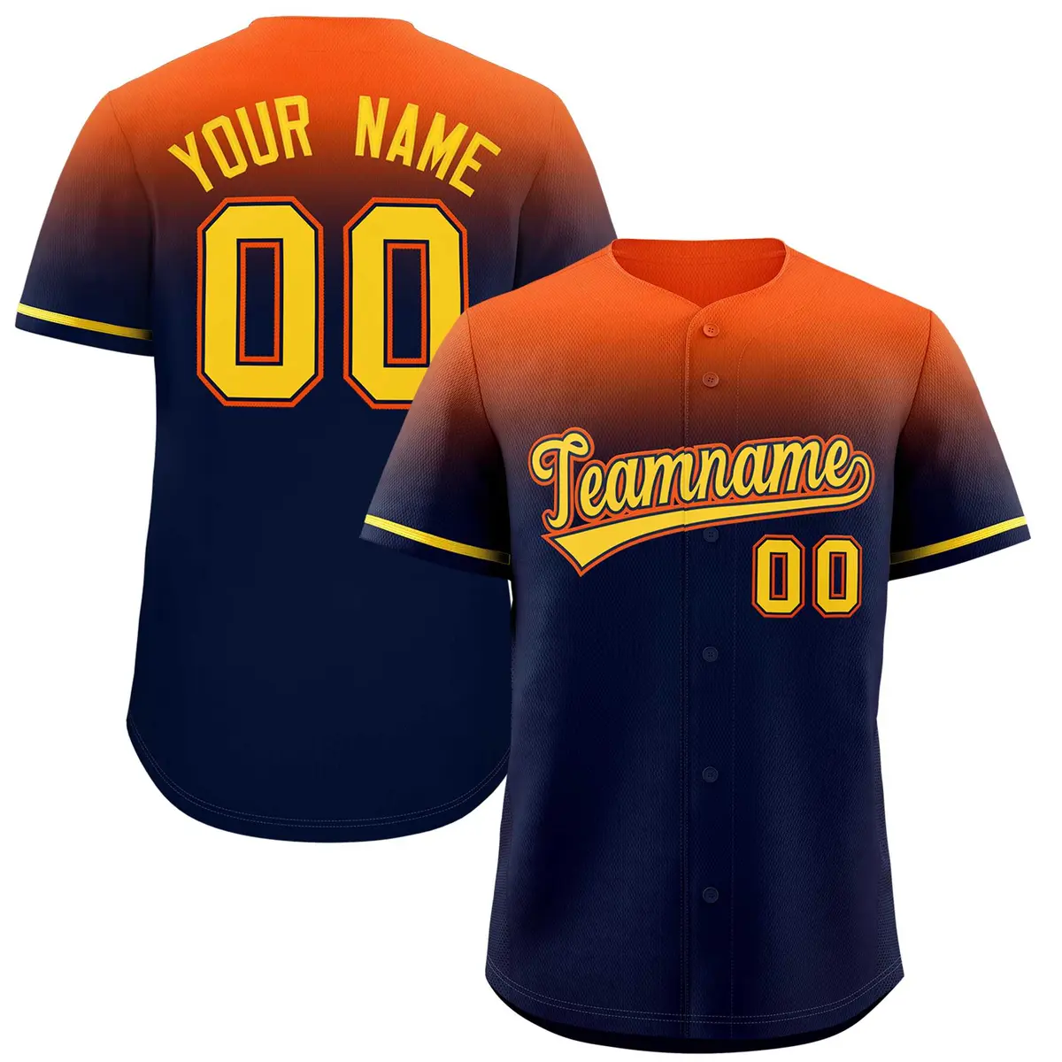 Navy Orange Gradient Authentic Baseball Jersey
