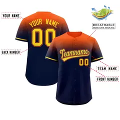 Navy Orange Gradient Authentic Baseball Jersey 2