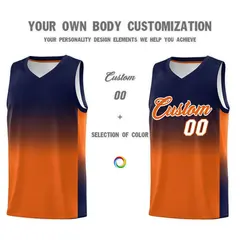 Navy Orange Gradient Basketball Jersey Sets 3
