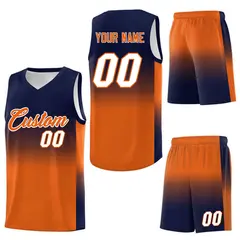 Navy Orange Gradient Basketball Jersey Sets 7