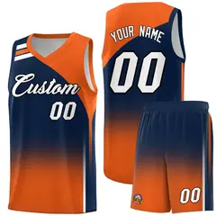 Navy Orange Gradient Basketball Jersey Sets 1