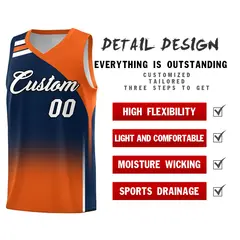 Navy Orange Gradient Basketball Jersey Sets 2