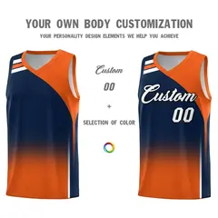 Navy Orange Gradient Basketball Jersey Sets 3
