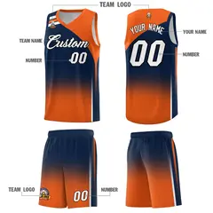 Navy Orange Gradient Basketball Jersey Sets 5