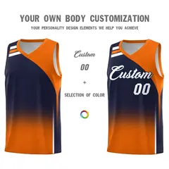 Navy Orange Gradient Basketball Jersey Sets 3