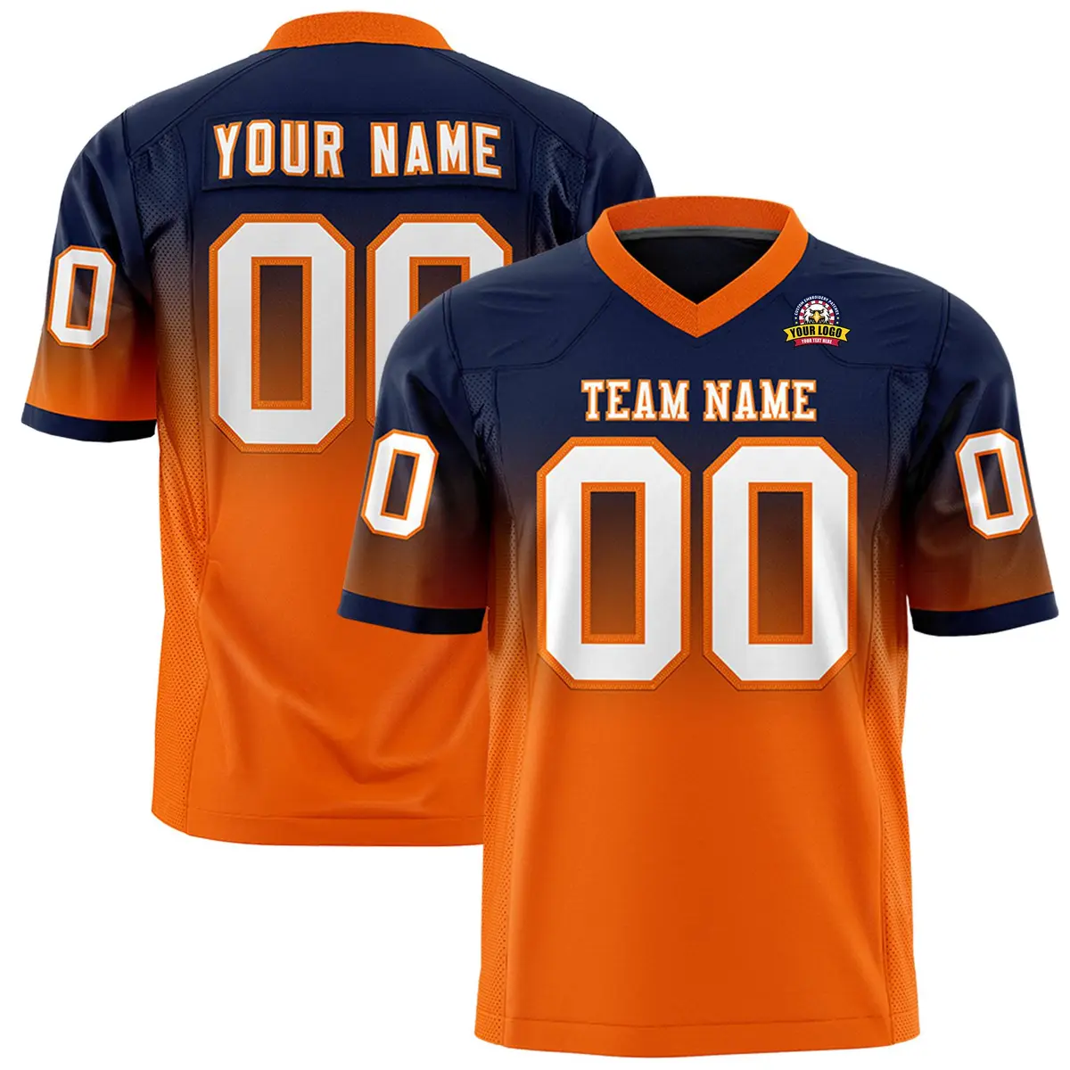 Navy Orange Gradient Fashion Authentic Football Jersey