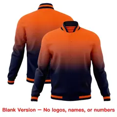 Navy Orange Gradient Full-Snap Varsity Letterman Jacket 7