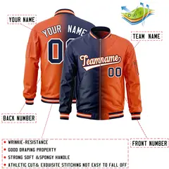 Navy Orange Gradient Letterman Bomber Jacket 2