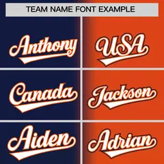 Navy Orange Gradient Letterman Bomber Jacket 3
