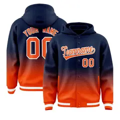 Navy Orange Gradient Letterman Varsity Jacket Hoodie 1
