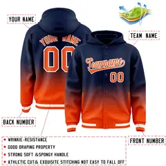 Navy Orange Gradient Letterman Varsity Jacket Hoodie 4