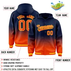 Navy Orange Gradient Letterman Varsity Jacket Hoodie 4