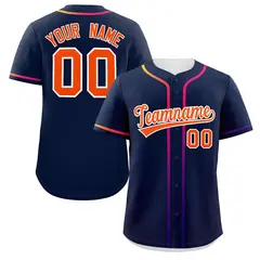Navy Orange Gradient Ribbed Authentic Baseball Jersey 1