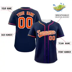 Navy Orange Gradient Ribbed Authentic Baseball Jersey 2