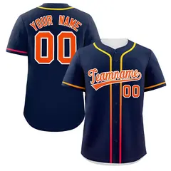 Navy Orange Gradient Ribbed Authentic Baseball Jersey 1