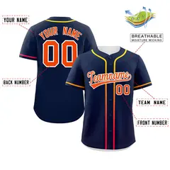 Navy Orange Gradient Ribbed Authentic Baseball Jersey 2