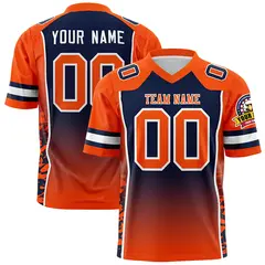 Navy Orange Gradient Side Pattern Authentic Football Jersey 1