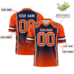 Navy Orange Gradient Side Pattern Authentic Football Jersey 2