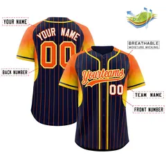 Navy Orange Gradient Stripe Fashion Sleeves Baseball Jersey 2
