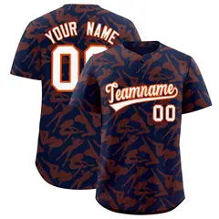 Navy Orange Graffiti Pattern Authentic Baseball Jersey 1