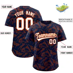 Navy Orange Graffiti Pattern Authentic Baseball Jersey 2