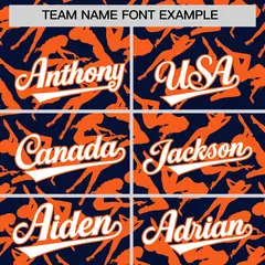 Navy Orange Graffiti Pattern Authentic Baseball Jersey 3