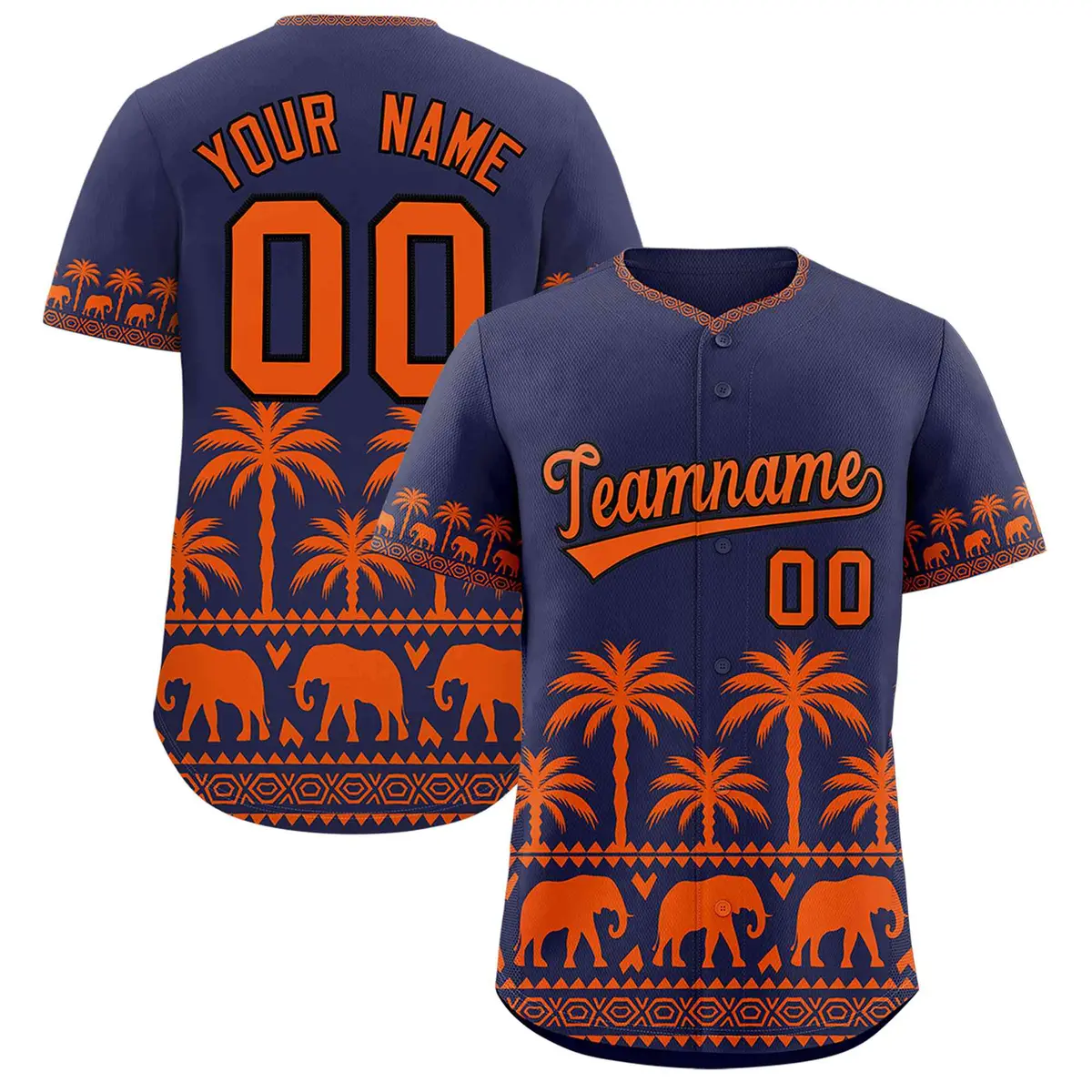 Navy Orange Graffiti Pattern Bossinia Baseball Jersey