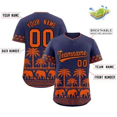 Navy Orange Graffiti Pattern Bossinia Baseball Jersey 2