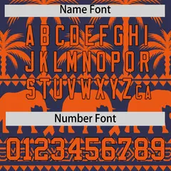Navy Orange Graffiti Pattern Bossinia Baseball Jersey 4