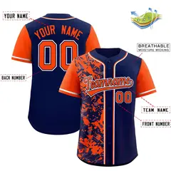 Navy Orange Graffiti Split Raglan Sleeve Baseball Jersey 2