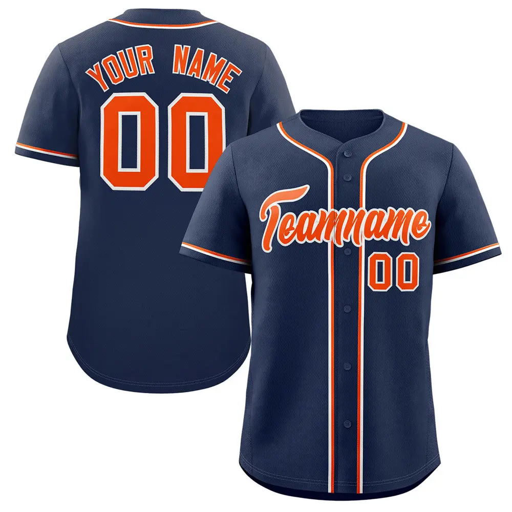 Navy Orange-Gray Authentic Classic Baseball Jersey