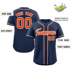 Navy Orange-Gray Authentic Classic Baseball Jersey 2