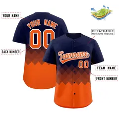 Navy Orange Grid Blur Pattern Baseball Jersey 2
